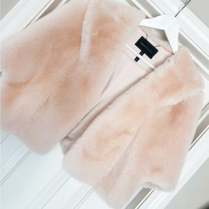 BCBG MAXAZRIA Blush colored faux fur bolero coat.